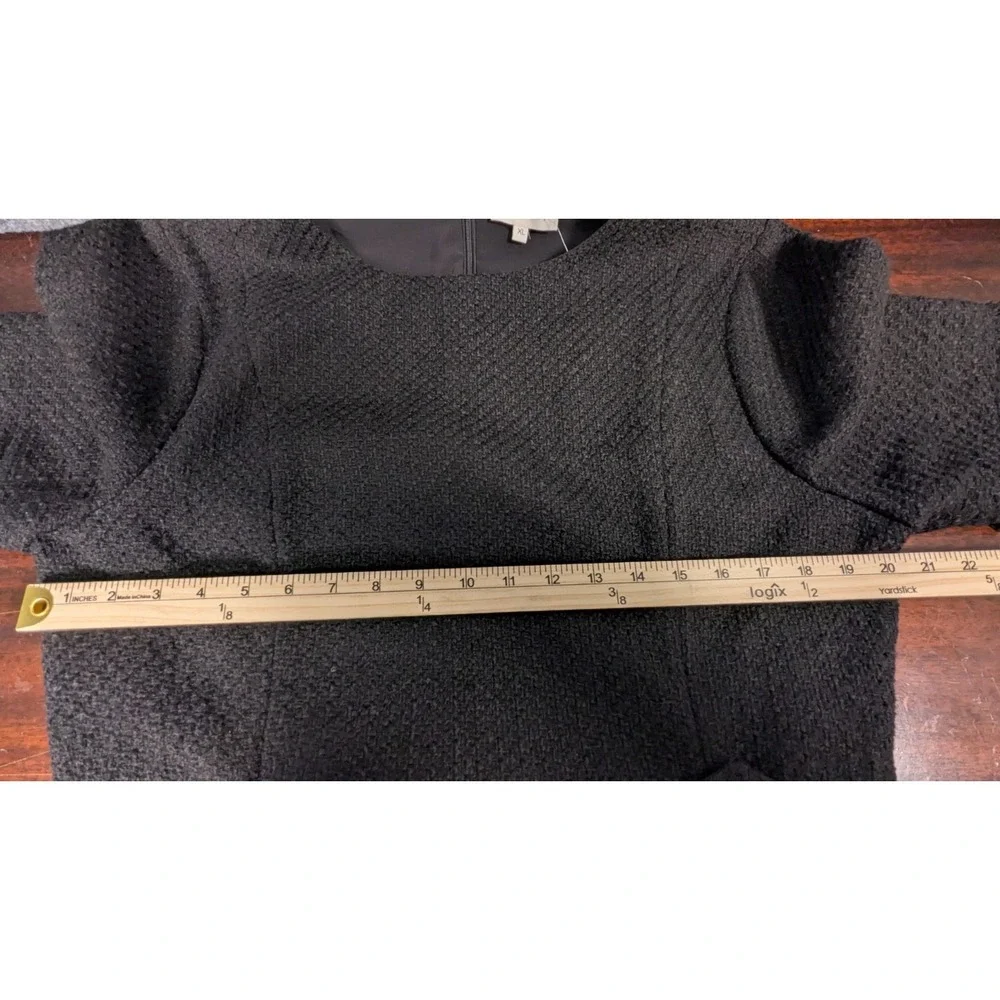 Bohme Black Textured Shift Dress XL Short Sleeve Tweed Fringe LD368A NWT